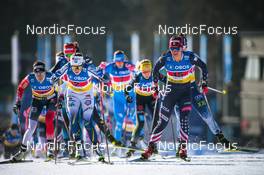 13.03.2022, Falun, Sweden (SWE): Heidi Weng (NOR), Ebba Andersson (SWE), Julia Kern (USA), (l-r)  - FIS world cup cross-country, mixed relay, Falun (SWE). www.nordicfocus.com. © Modica/NordicFocus. Every downloaded picture is fee-liable.