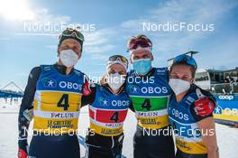 13.03.2022, Falun, Sweden (SWE): Scott Patterson (USA), Rosie Brennan (USA), Zak Ketterson (USA), Jessie Diggins (USA), (l-r)  - FIS world cup cross-country, mixed relay, Falun (SWE). www.nordicfocus.com. © Modica/NordicFocus. Every downloaded picture is fee-liable.