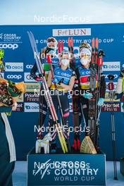 13.03.2022, Falun, Sweden (SWE): Rosie Brennan (USA), Zak Ketterson (USA), Scott Patterson (USA), Jessie Diggins (USA), (l-r) - FIS world cup cross-country, mixed relay, Falun (SWE). www.nordicfocus.com. © Modica/NordicFocus. Every downloaded picture is fee-liable.