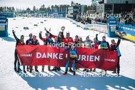 13.03.2022, Falun, Sweden (SWE): Lydia Hiernickel (SUI), Beda Klee (SUI), Candide Pralong (SUI), Laurien Van Der Graaff (SUI), (l-r)  - FIS world cup cross-country, mixed relay, Falun (SWE). www.nordicfocus.com. © Modica/NordicFocus. Every downloaded picture is fee-liable.