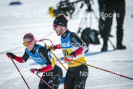 13.03.2022, Falun, Sweden (SWE): Jasmine Drolet (CAN), Philippe Boucher (CAN), (l-r)  - FIS world cup cross-country, mixed relay, Falun (SWE). www.nordicfocus.com. © Modica/NordicFocus. Every downloaded picture is fee-liable.