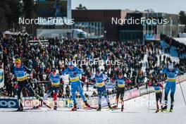 13.03.2022, Falun, Sweden (SWE): Janosch Brugger (GER), Harald Oestberg Amundsen (NOR), Federico Pellegrino (ITA), Laur Vuorinen (FIN), Graham Ritchie (CAN), Lucas Chanavat (FRA), (l-r)  - FIS world cup cross-country, mixed team sprint, Falun (SWE). www.nordicfocus.com. © Modica/NordicFocus. Every downloaded picture is fee-liable.