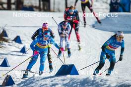 13.03.2022, Falun, Sweden (SWE): Nicole Monsorno (ITA), Lena Quintin (FRA), (l-r)  - FIS world cup cross-country, mixed team sprint, Falun (SWE). www.nordicfocus.com. © Modica/NordicFocus. Every downloaded picture is fee-liable.