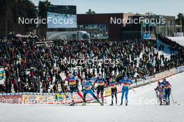 13.03.2022, Falun, Sweden (SWE): Tiril Udnes Weng (NOR), Lena Quintin (FRA), Dahria Beatty (CAN), Laura Gimmler (GER), Nicole Monsorno (ITA), (l-r)  - FIS world cup cross-country, mixed team sprint, Falun (SWE). www.nordicfocus.com. © Modica/NordicFocus. Every downloaded picture is fee-liable.