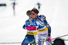 13.03.2022, Falun, Sweden (SWE): Jonna Sundling (SWE), Calle Halfvarsson (SWE), (l-r)  - FIS world cup cross-country, mixed team sprint, Falun (SWE). www.nordicfocus.com. © Modica/NordicFocus. Every downloaded picture is fee-liable.