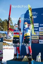 13.03.2022, Falun, Sweden (SWE): Tiril Udnes Weng (NOR), Martin Loewstroem Nyenget (NOR), (l-r)  - FIS world cup cross-country, mixed team sprint, Falun (SWE). www.nordicfocus.com. © Modica/NordicFocus. Every downloaded picture is fee-liable.