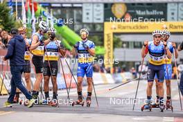 06.08.2022, Sandnes, Norway (NOR): Richard Jouve (FRA), Federico Pellegrino (ITA), James Clugnet (GBR), (l-r)  - BLINK22 Festival Cross-Country - Sandnes (NOR). www.nordicfocus.com. © Manzoni/NordicFocus. Every downloaded picture is fee-liable.