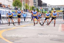 06.08.2022, Sandnes, Norway (NOR): Lucas Chanavat (FRA), Aron Aakre Rysstad (NOR), Adrew Young (GBR), Renaud Jay (FRA), (l-r)  - BLINK22 Festival Cross-Country - Sandnes (NOR). www.nordicfocus.com. © Manzoni/NordicFocus. Every downloaded picture is fee-liable.