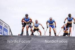 06.08.2022, Sandnes, Norway (NOR): Jules Chappaz (FRA), Federico Pellegrino (ITA), Qiang Wang (CHN), (l-r)  - BLINK22 Festival Cross-Country - Sandnes (NOR). www.nordicfocus.com. © Manzoni/NordicFocus. Every downloaded picture is fee-liable.