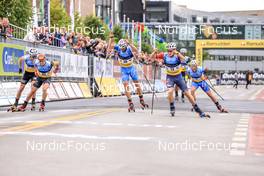 06.08.2022, Sandnes, Norway (NOR): Alfred Buskqvist (SWE), Matteo Tanel (ITA), James Clugnet (GBR), (l-r)  - BLINK22 Festival Cross-Country - Sandnes (NOR). www.nordicfocus.com. © Manzoni/NordicFocus. Every downloaded picture is fee-liable.