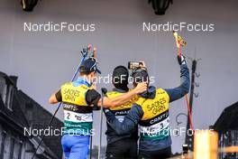 05.08.2022, Sandnes, Norway (NOR): Federico Pellegrino (ITA), Arnaud Chautemps FRA), Renaud Jay (FRA), (l-r) - BLINK22 Festival Cross-Country - Sandnes (NOR). www.nordicfocus.com. © Manzoni/NordicFocus. Every downloaded picture is fee-liable.