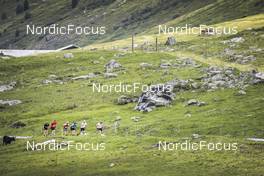 23.07.2022, Davos, Switzerland (SUI): Event Feature: Group of athletes approaching the finish line- Cross-Country Summer Festival, Davos (SUI). www.nordicfocus.com. © Manzoni/NordicFocus. Every downloaded picture is fee-liable.