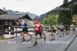 23.07.2022, Davos, Switzerland (SUI): Cyril Faehndrich (SUI), Birger Hartmann (GER), Curdin Raez (SUI), (l-r) - Cross-Country Summer Festival, Davos (SUI). www.nordicfocus.com. © Manzoni/NordicFocus. Every downloaded picture is fee-liable.