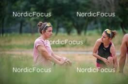 27.06.2022, Tignes, France (FRA): Lena Quintin (FRA), Delphine Claudel (FRA), (l-r) - Cross-Country training, Tignes (FRA). www.nordicfocus.com. ©Authamayou/NordicFocus. Every downloaded picture is fee-liable.