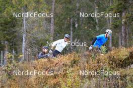 14.10.2022, Ramsau am Dachstein, Austria (AUT): Jules Chappaz (FRA), Lucas Chanavat (FRA), (l-r) - Cross-Country training, Ramsau am Dachstein (AUT). www.nordicfocus.com. © Manzoni/NordicFocus. Every downloaded picture is fee-liable.