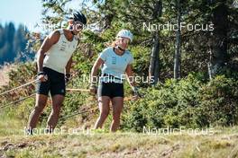 13.07.2022, Lavaze, Italy (ITA): Roman Schaad (SUI), Alina Meier (SUI), (l-r)  - Cross-Country training, Lavaze (ITA). www.nordicfocus.com. © Barbieri/NordicFocus. Every downloaded picture is fee-liable.