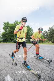 27.06.2022, Tignes, France (FRA): Maurice Manificat (FRA), Theo Schely (FRA), (l-r) - Cross-Country training, Tignes (FRA). www.nordicfocus.com. ©Authamayou/NordicFocus. Every downloaded picture is fee-liable.