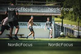10.07.2022, Lavaze, Italy (ITA): Roman Schaad  (SUI), Erwan Kaeser (SUI), (l-r)  - Cross-Country training, Lavaze (ITA). www.nordicfocus.com. © Vanzetta/NordicFocus. Every downloaded picture is fee-liable.