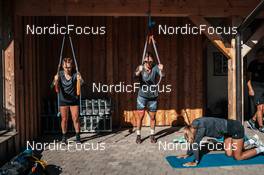 13.07.2022, Lavaze, Italy (ITA): Nadja Kalin (SUI), Nadine Fahndrich (SUI), Alina Meier (SUI), (l-r)  - Cross-Country training, Lavaze (ITA). www.nordicfocus.com. © Barbieri/NordicFocus. Every downloaded picture is fee-liable.