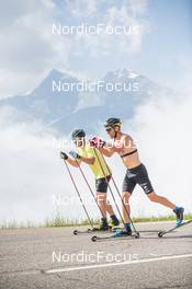 27.06.2022, Tignes, France (FRA): Lucas Chanavat (FRA), +Maurice Manificat (FRA), (l-r) - Cross-Country training, Tignes (FRA). www.nordicfocus.com. ©Authamayou/NordicFocus. Every downloaded picture is fee-liable.