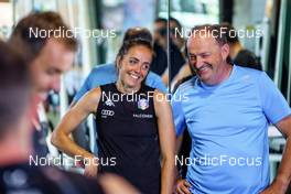 16.08.2022, Lavaze, Italy (ITA): Caterina Ganz (ITA), Markus Cramer (GER), (l-r)  - Cross-Country training, Lavaze (ITA). www.nordicfocus.com. © Barbieri/NordicFocus. Every downloaded picture is fee-liable.