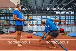 28.06.2022, Tignes, France (FRA): Jules Chappaz (FRA), Richard Jouve (FRA), (l-r) - Cross-Country training, Tignes (FRA). www.nordicfocus.com. © Authamayou/NordicFocus. Every downloaded picture is fee-liable.