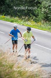 27.06.2022, Tignes, France (FRA): Renaud Jay (FRA), Lucas Chanavat (FRA), (l-r) - Cross-Country training, Tignes (FRA). www.nordicfocus.com. ©Authamayou/NordicFocus. Every downloaded picture is fee-liable.
