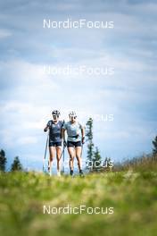 10.07.2022, Lavaze, Italy (ITA): Lea Fischer  (SUI), Nadine Faehndrich  (SUI), (l-r)  - Cross-Country training, Lavaze (ITA). www.nordicfocus.com. © Vanzetta/NordicFocus. Every downloaded picture is fee-liable.