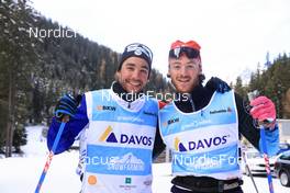 08.11.2022, Davos, Switzerland (SUI): Arnaud Chautemps (FRA), Paul Combey (FRA), (l-r) - Cross-Country training, Snowfarming track, Davos (SUI). www.nordicfocus.com. © Manzoni/NordicFocus. Every downloaded picture is fee-liable.