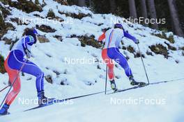 07.11.2022, Davos, Switzerland (SUI): Melissa Gal (FRA), Flora Dolci (FRA), (l-r) - Cross-Country training, Snowfarming track, Davos (SUI). www.nordicfocus.com. © Manzoni/NordicFocus. Every downloaded picture is fee-liable.