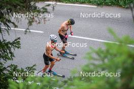27.06.2022, Tignes, France (FRA): Theo Schely (FRA), Maurice Manificat (FRA), (l-r) - Cross-Country training, Tignes (FRA). www.nordicfocus.com. ©Authamayou/NordicFocus. Every downloaded picture is fee-liable.