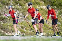 27.09.2022, Lavaze, Italy (ITA): Anniken Gjerde  Alnes  (NOR), Johan Hoel  (NOR), Andreas Nygaard (NOR), (l-r)  - Cross-Country training, Lavaze (ITA). www.nordicfocus.com. © Vanzetta/NordicFocus. Every downloaded picture is fee-liable.