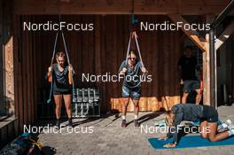 13.07.2022, Lavaze, Italy (ITA): Nadja Kalin (SUI), Nadine Fahndrich (SUI), Alina Meier (SUI), (l-r)  - Cross-Country training, Lavaze (ITA). www.nordicfocus.com. © Barbieri/NordicFocus. Every downloaded picture is fee-liable.