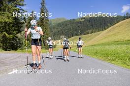 30.06.2022, Davos, Switzerland (SUI): Desiree Steiner (SUI), Nadja Kaelin (SUI), Alina Meier (SUI), Giuliana Werro (SUI), Lea Fischer (SUI), (l-r) - Cross-Country training, Davos (SUI). www.nordicfocus.com. © Manzoni/NordicFocus. Every downloaded picture is fee-liable.