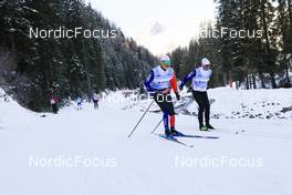 07.11.2022, Davos, Switzerland (SUI): Michal Malak (SVK), Fischer, Salomon, Odlo, Emmanuel Jonnier (FRA), (l-r) - Cross-Country training, Snowfarming track, Davos (SUI). www.nordicfocus.com. © Manzoni/NordicFocus. Every downloaded picture is fee-liable.