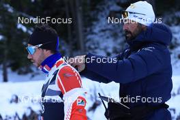 07.11.2022, Davos, Switzerland (SUI): Arnaud Chautemps (FRA), Alexandre Rousselet (FRA), (l-r) - Cross-Country training, Snowfarming track, Davos (SUI). www.nordicfocus.com. © Manzoni/NordicFocus. Every downloaded picture is fee-liable.