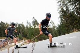 14.10.2022, Ramsau am Dachstein, Austria (AUT): Arnaud Chautemps (FRA), Hugo Lapalus (FRA), (l-r) - Cross-Country training, Ramsau am Dachstein (AUT). www.nordicfocus.com. © Manzoni/NordicFocus. Every downloaded picture is fee-liable.
