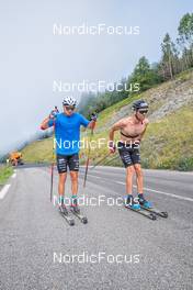 27.06.2022, Tignes, France (FRA): Renaud Jay (FRA), Maurice Manificat (FRA), (l-r) - Cross-Country training, Tignes (FRA). www.nordicfocus.com. ©Authamayou/NordicFocus. Every downloaded picture is fee-liable.
