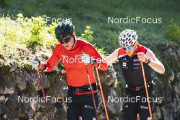 26.09.2022, Lavaze, Italy (ITA): Johan Hoel  (NOR), Joar Thele  (NOR), (l-r)  - Cross-Country training, Lavaze (ITA). www.nordicfocus.com. © Vanzetta/NordicFocus. Every downloaded picture is fee-liable.