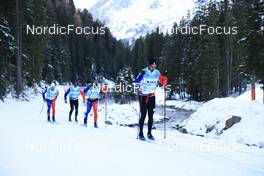 08.11.2022, Davos, Switzerland (SUI): Renaud Jay (FRA), Richard Jouve (FRA), Jules Chappaz (FRA), (l-r) - Cross-Country training, Snowfarming track, Davos (SUI). www.nordicfocus.com. © Manzoni/NordicFocus. Every downloaded picture is fee-liable.