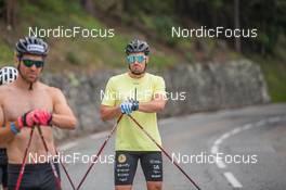 27.06.2022, Tignes, France (FRA): Maurice Manificat (FRA), Lucas Chanavat (FRA), (l-r) - Cross-Country training, Tignes (FRA). www.nordicfocus.com. ©Authamayou/NordicFocus. Every downloaded picture is fee-liable.