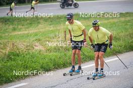 27.06.2022, Tignes, France (FRA): Maurice Manificat (FRA), Jules Chappaz (FRA), (l-r) - Cross-Country training, Tignes (FRA). www.nordicfocus.com. ©Authamayou/NordicFocus. Every downloaded picture is fee-liable.