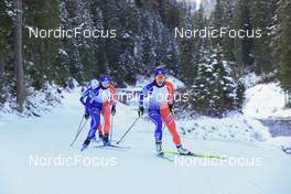 07.11.2022, Davos, Switzerland (SUI): Delphine Claudel (FRA), Melissa Gal (FRA), Flora Dolci (FRA), (l-r) - Cross-Country training, Snowfarming track, Davos (SUI). www.nordicfocus.com. © Manzoni/NordicFocus. Every downloaded picture is fee-liable.