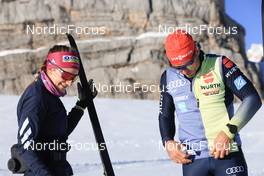 16.10.2022, Ramsau am Dachstein, Austria (AUT): Katherine Sauerbrey (GER), Peter Schlickenrieder (GER), Head Coach Team Germany, (l-r) - Cross-Country training, Ramsau am Dachstein (AUT). www.nordicfocus.com. © Manzoni/NordicFocus. Every downloaded picture is fee-liable.