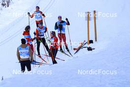 08.11.2022, Davos, Switzerland (SUI): Nadine Faehndrich (SUI), Lydia Hiernickel (SUI), Lea Fischer (SUI), Alina Meier (SUI), Anja Weber (SUI), Nadja Kaelin (SUI), (l-r) - Cross-Country training, Snowfarming track, Davos (SUI). www.nordicfocus.com. © Manzoni/NordicFocus. Every downloaded picture is fee-liable.
