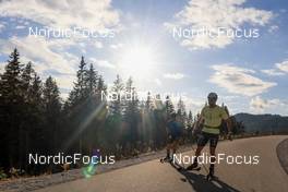 12.10.2022, Ramsau am Dachstein, Austria (AUT): Arnaud Chautemps (FRA), Renaud Jay (FRA), (l-r) - Cross-Country training, Ramsau am Dachstein (AUT). www.nordicfocus.com. © Manzoni/NordicFocus. Every downloaded picture is fee-liable.