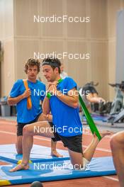 27.06.2022, Tignes, France (FRA): Clement Parisse (FRA), Jules Lapierre (FRA), (l-r) - Cross-Country training, Tignes (FRA). www.nordicfocus.com. ©Authamayou/NordicFocus. Every downloaded picture is fee-liable.