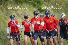 27.09.2022, Lavaze, Italy (ITA): Anniken Gjerde  Alnes  (NOR), Jenny Larsson (NOR), Johan Hoel  (NOR), Andreas Nygaard (NOR), (l-r)  - Cross-Country training, Lavaze (ITA). www.nordicfocus.com. © Vanzetta/NordicFocus. Every downloaded picture is fee-liable.
