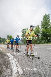 27.06.2022, Tignes, France (FRA): Jules Chappaz (FRA), Richard Jouve (FRA), Renaud Jay (FRA), Lucas Chanavat (FRA), (l-r) - Cross-Country training, Tignes (FRA). www.nordicfocus.com. ©Authamayou/NordicFocus. Every downloaded picture is fee-liable.