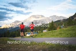 27.09.2022, Lavaze, Italy (ITA): Anders Aukland  (NOR), Oskar Kardin  (SWE), (l-r)  - Cross-Country training, Lavaze (ITA). www.nordicfocus.com. © Vanzetta/NordicFocus. Every downloaded picture is fee-liable.